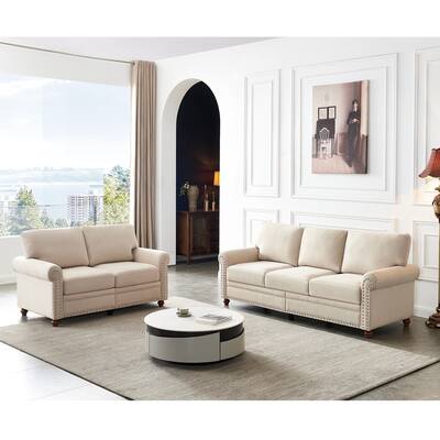 2-Piece Living Room Furniture Sets, Classic Living Room Sofa Set with ...