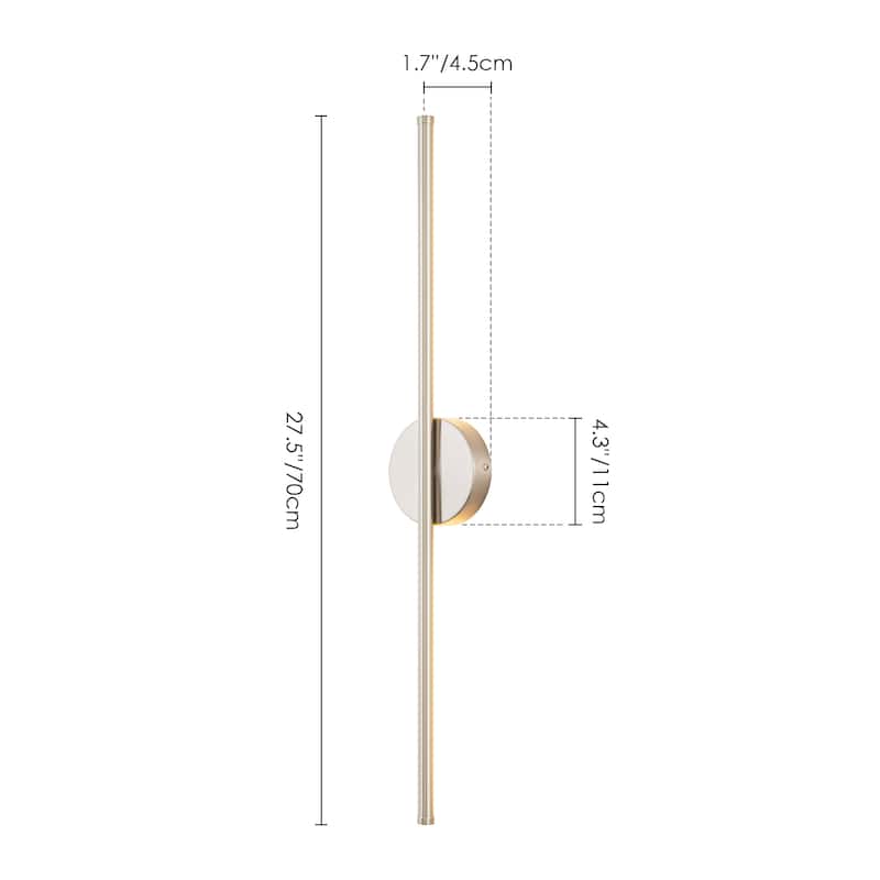 1-Light Modern Linear Aluminum Dimmable Integrated LED 3000K Warm Light Bathroom Vanity Lights for Mirror