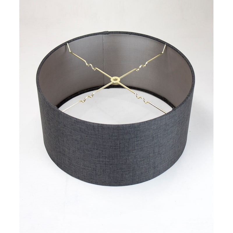 Granite Grey Burlap Hardback Drum Lampshade 16x16x9