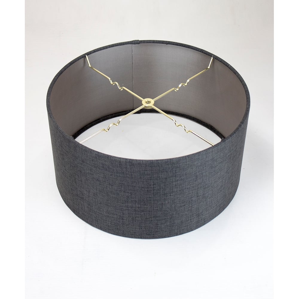 Granite Grey Burlap Hardback Drum Lampshade 16x16x9