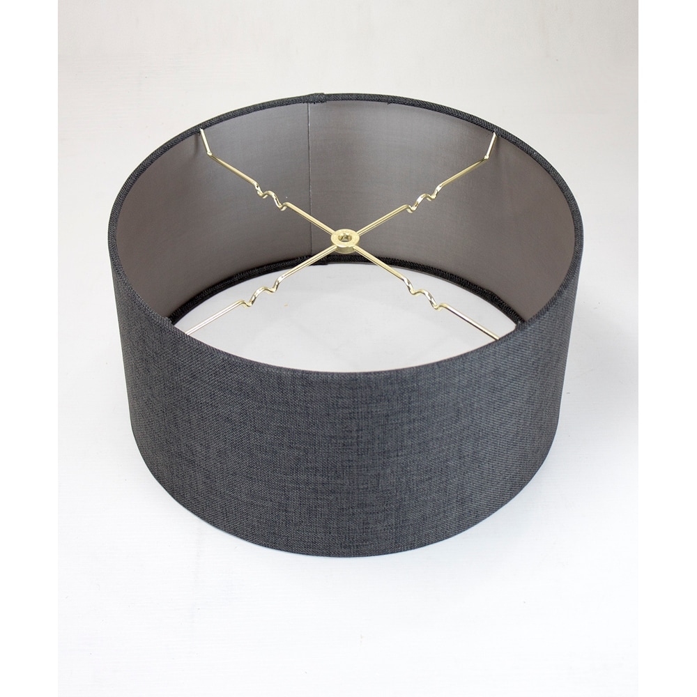 Granite Grey Burlap Hardback Drum Lampshade 16x16x9