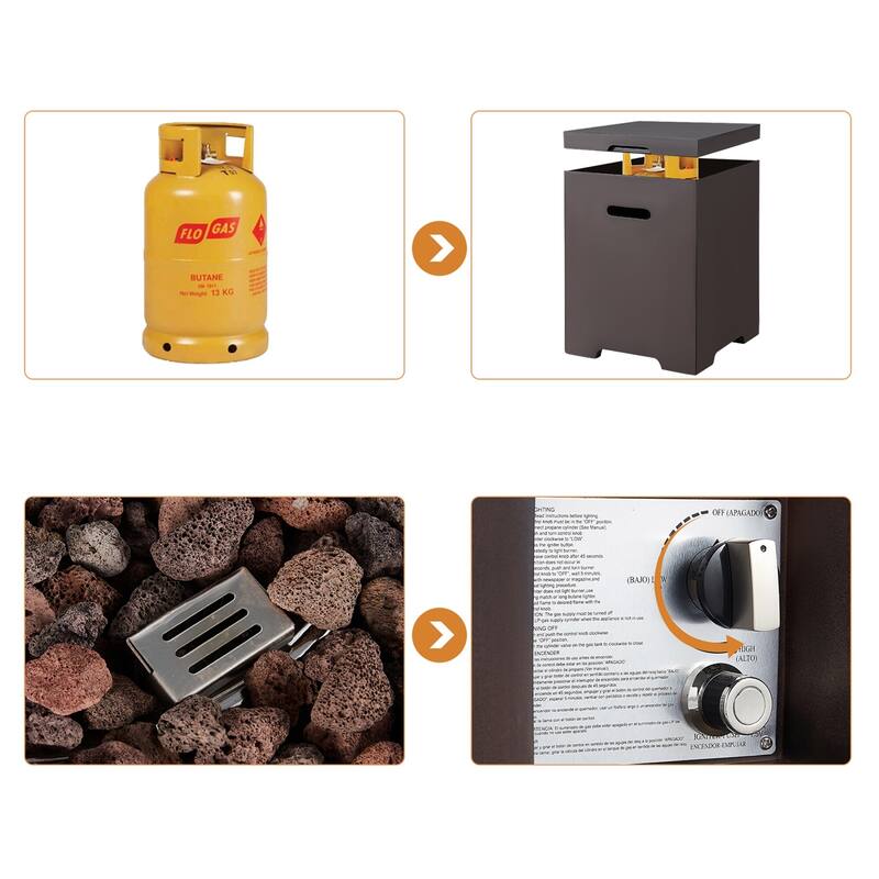 Outdoor Propane Fire Pit Table with Tank Storage and Weather-Resistant Cover