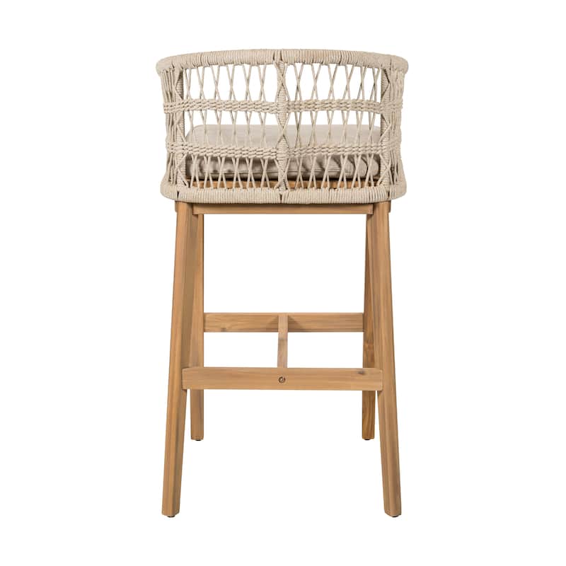 Christopher Knight Home - Falkner Acacia Wood Rope Patio Barstool(Set of 2)