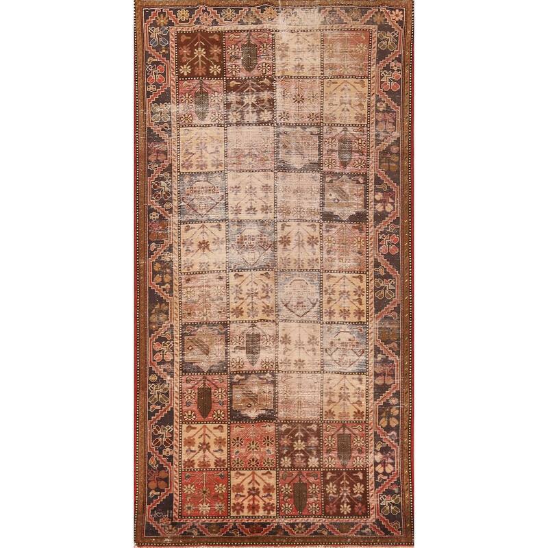 Hand Knotted Oriental 100% Wool Carpet Traditional Geometric Multi-Colored Bakhtiari Area Rug - 10' 2'' X 4' 11''