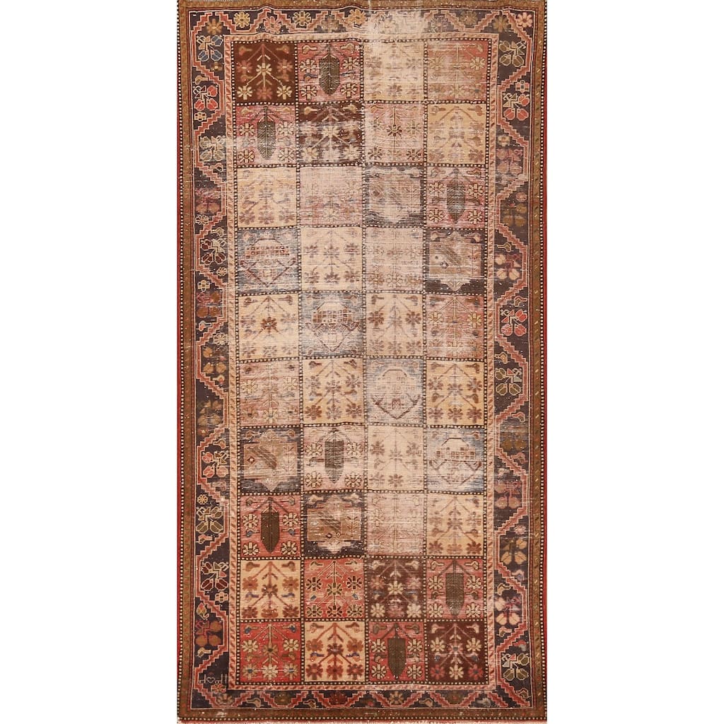 Hand Knotted Oriental 100% Wool Carpet Traditional Geometric Multi-Colored Bakhtiari Area Rug - 10' 2'' X 4' 11''