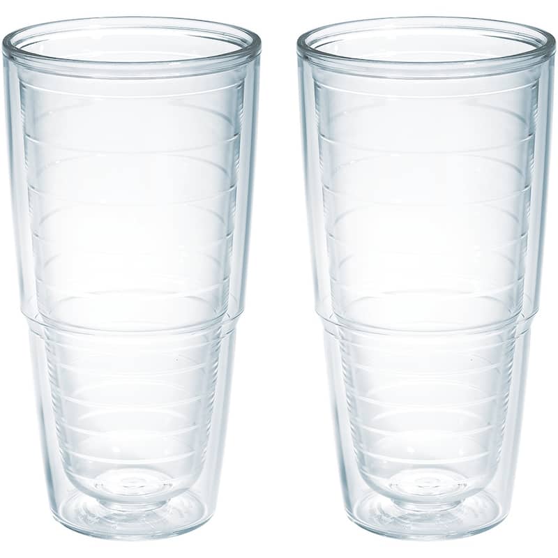 Tervis Clear & Colorful Tabletop Made in USA Double Walled Insulated Travel Tumbler, Clear - 24oz - 2pk