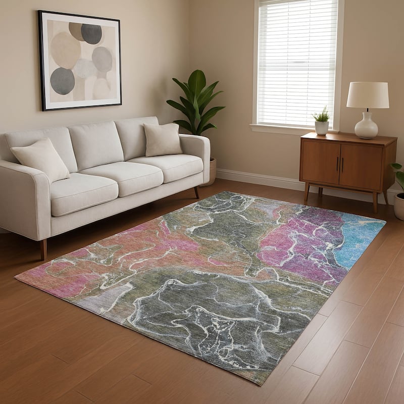 Premium Washable Super Soft Abstract Mayfield Rug - Brown - 2'6" x 3'10"