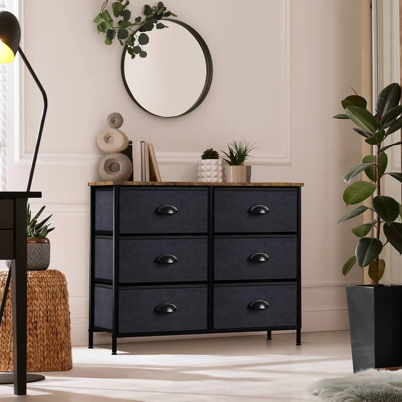 Sorbus Small Dresser with 6 Drawers - Wood Farmhouse Décor Style Shelf Top