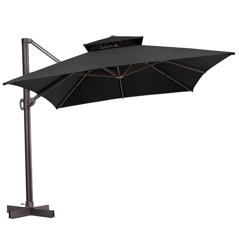 Crestlive Outdoor 13 x 10ft Patio Cantilever Umbrella with Tilt Angles and 360-degree Rotation