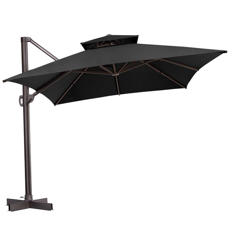 Crestlive Outdoor 13 x 10ft Patio Cantilever Umbrella with Tilt Angles and 360-degree Rotation - Black