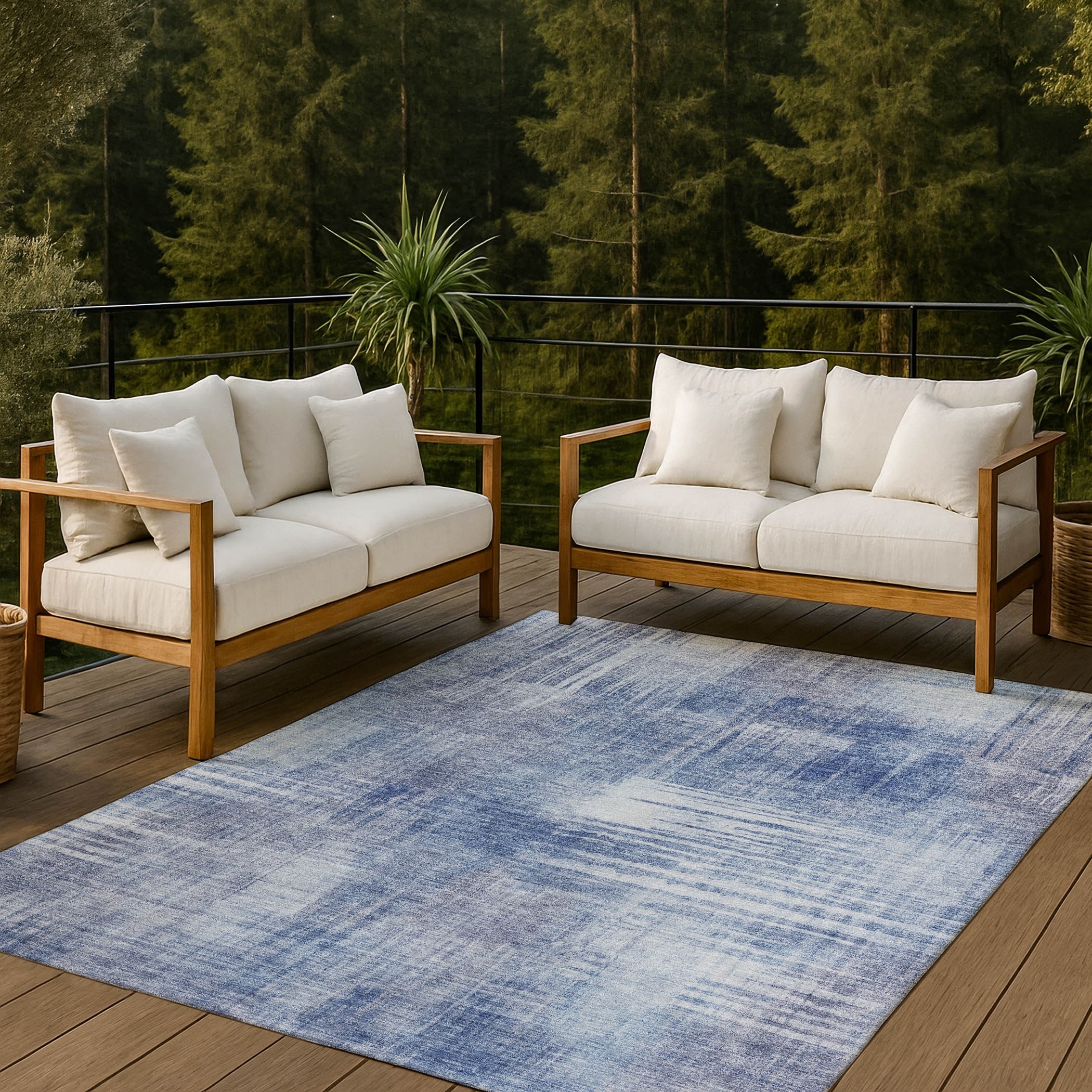 Machine Washable Indoor/ Outdoor Modern Athens Chantille Rug