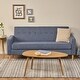 preview thumbnail 1 of 15, Sawyer Mid-century Modern 3-seat Sofa by Christopher Knight Home dark blue + natural