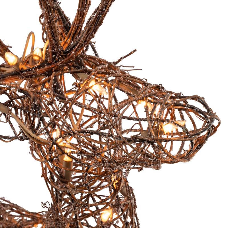 Alpine Corporation Standing Rattan Reindeer Decoration with White Halogen Lights