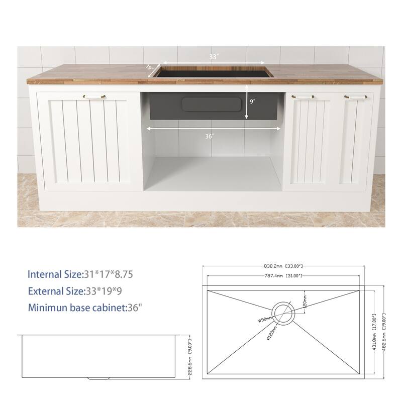 Undermount Kitchen Sink 16 Gauge 9 Inch Deep Single Bowl Kitchen Sink Basin