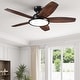 preview thumbnail 94 of 113, 5 - Blade Low Profile Flush Mount Modern Ceiling Fan with LED Light and Remote 42" - Matt Black with Walnut Blades