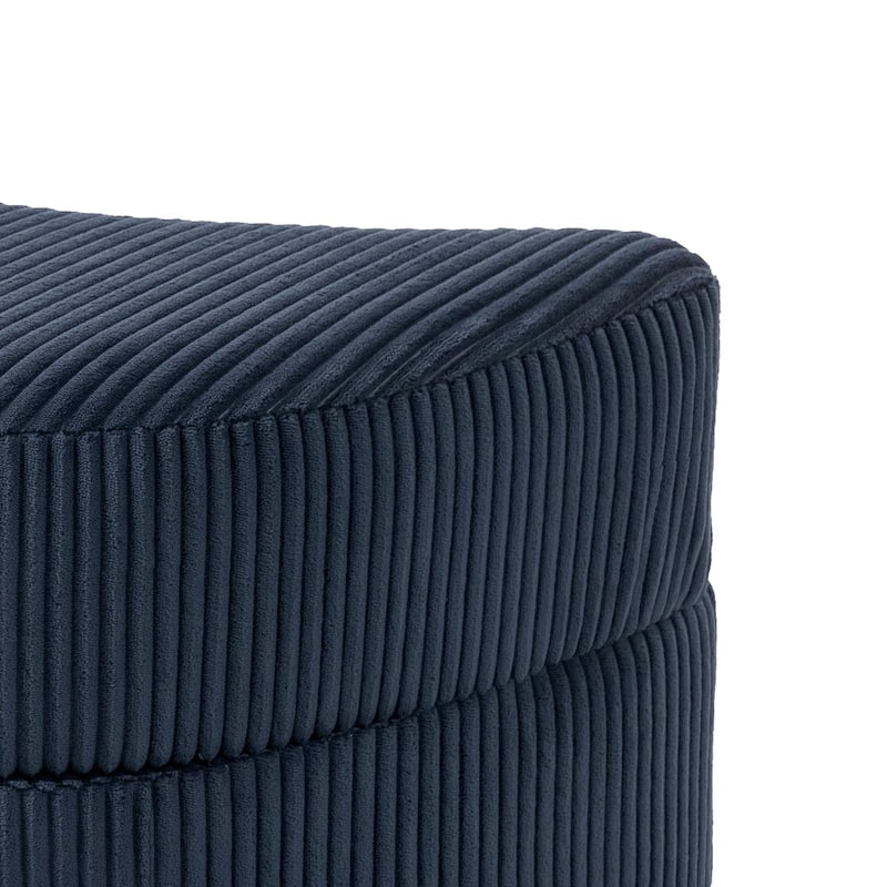 Upholstered Chenille Boucle Half Moon Storage Ottoman with Tray