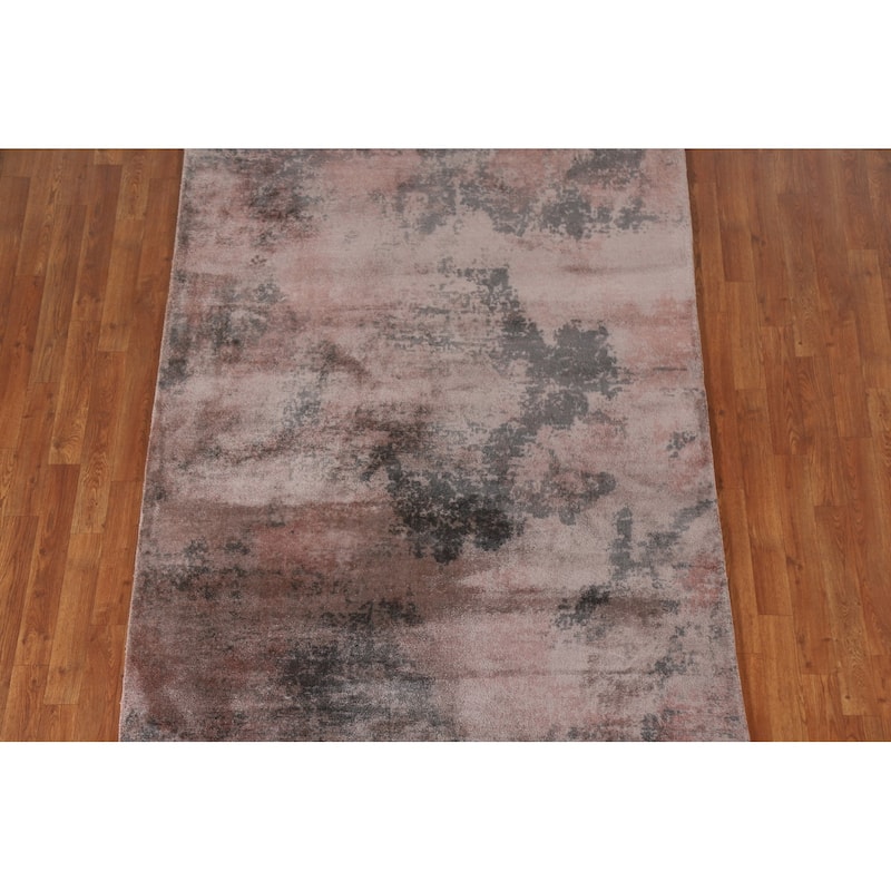 All-Over Abstract Indian Modern Rug Hand-Knotted Wool Carpet - 4'10"x 6'11"