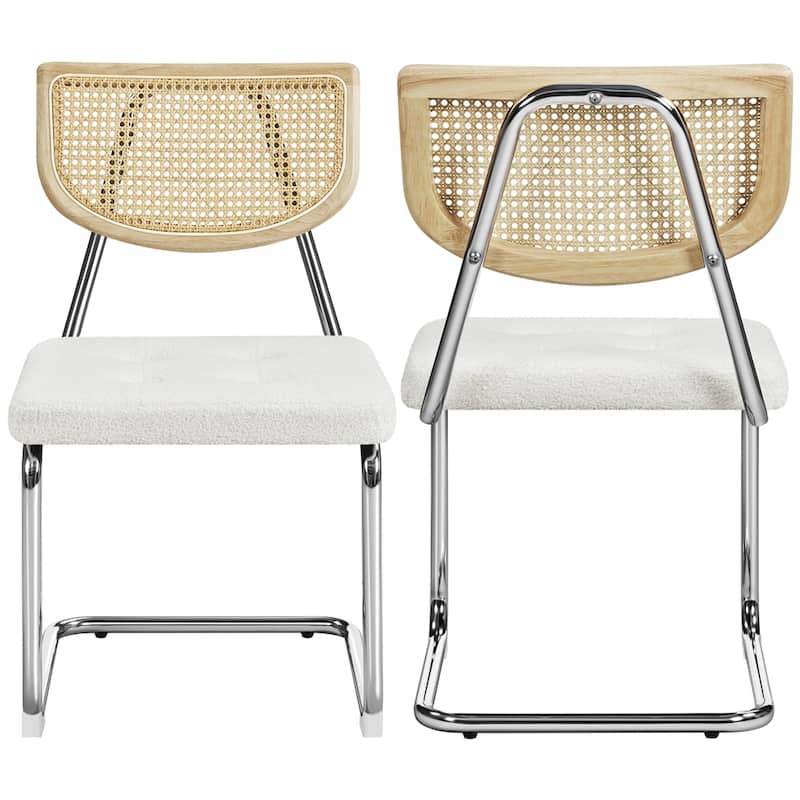Yaheetech 2PCS Faux leather Dining Chairs Weave Kitchen Chairs With Rattan Back - N/A