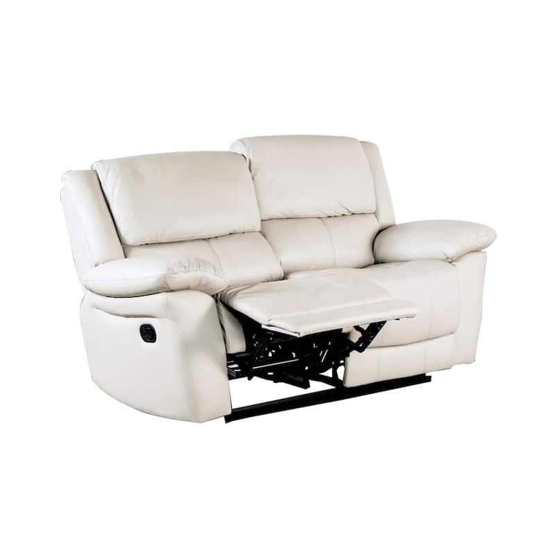Larus Manual Loveseat, Off-White Leather Match, Pillow Top Arms, 60 Inch