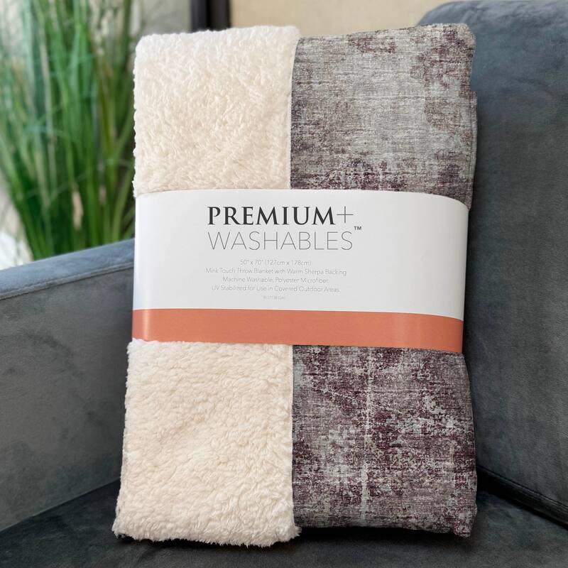 Premium Machine Washable ASB68 Abstract Modern Sherpa Throw Blanket