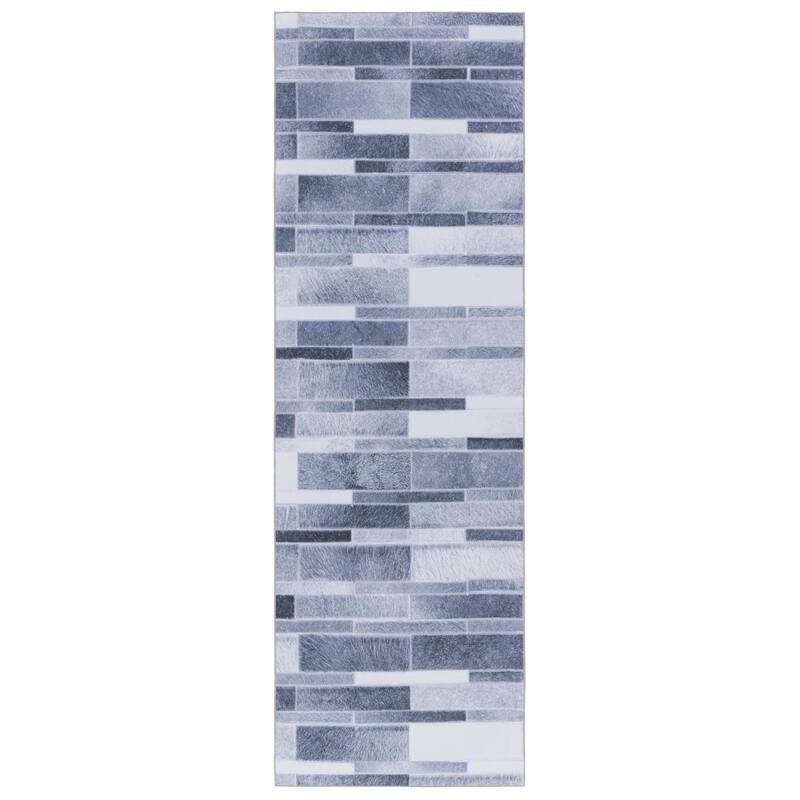 SAFAVIEH Faux Hide Machine Washable Slip Resistant Katalina Modern - 2' 6" x 8' - Grey/Ivory - Runner
