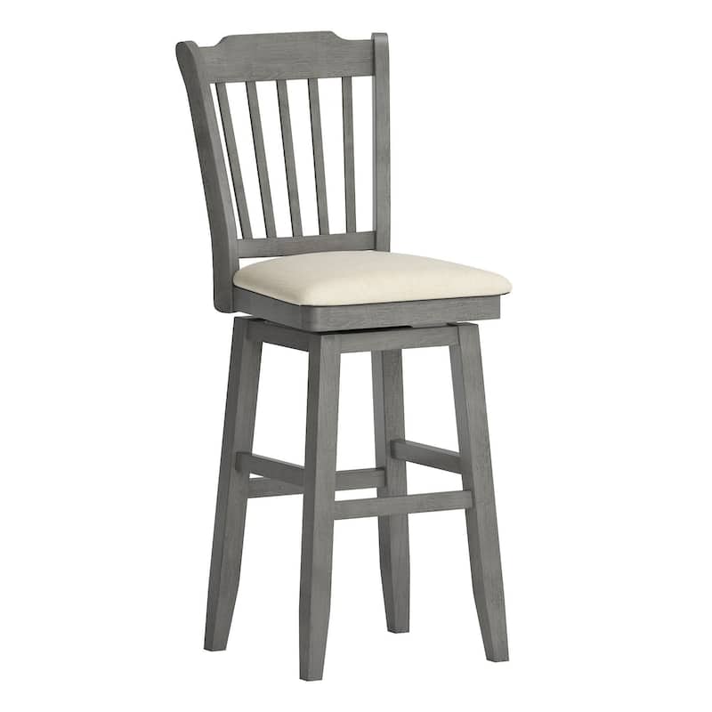 Eleanor Slat Back Wood Swivel Stool by iNSPIRE Q Classic - Bar Height - Antique Grey