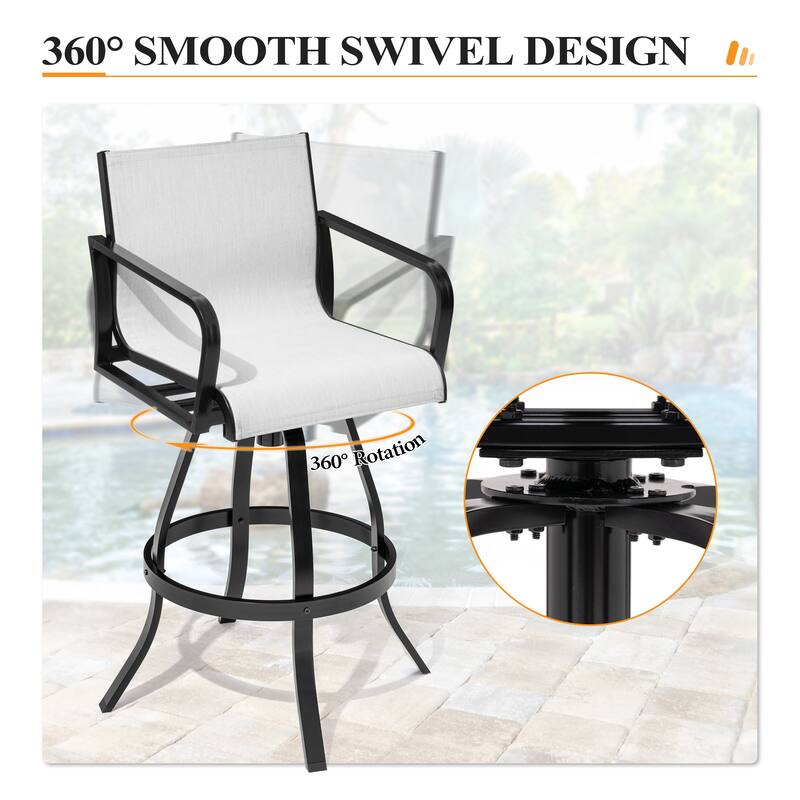 Outdoor Indoor All-weather Swivel Barstool Patio Bar Stools (Set of 2) - See Picture