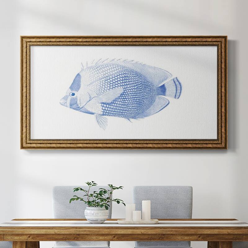 Blue & White Tropical Fish VI Premium Framed Canvas- Ready to Hang
