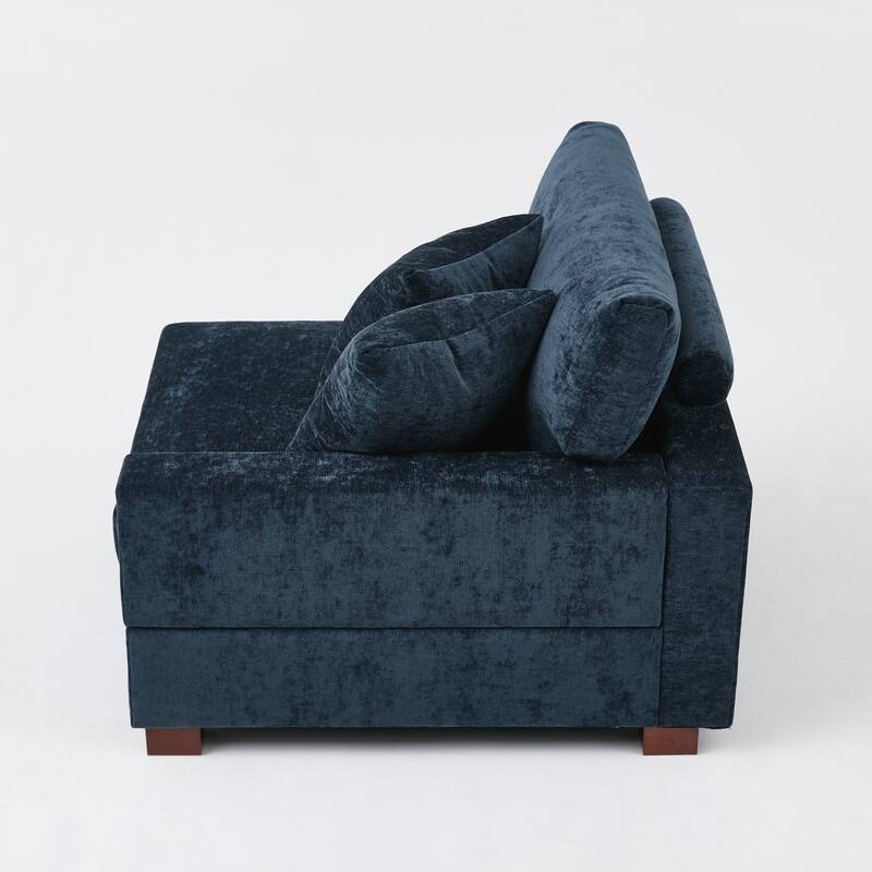 Chenille Upholstered Armless Accent Chair With Plush Cushion