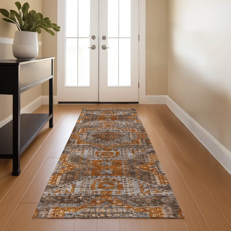 Premium Washable Super Soft Traditional Vintage Mayfield Rug - Copper - 2'3" x 7'6"