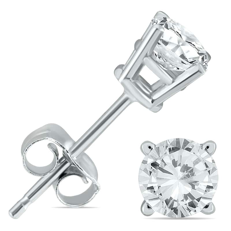 14K White Gold 1 Carat TW Certified Diamond Pendant and Earring Matching Set (J-K Color, I2-I3 Clarity)