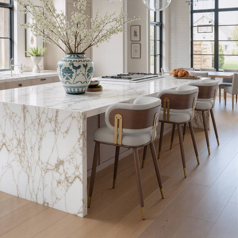 Brew Counter Stool Beige & Walnut