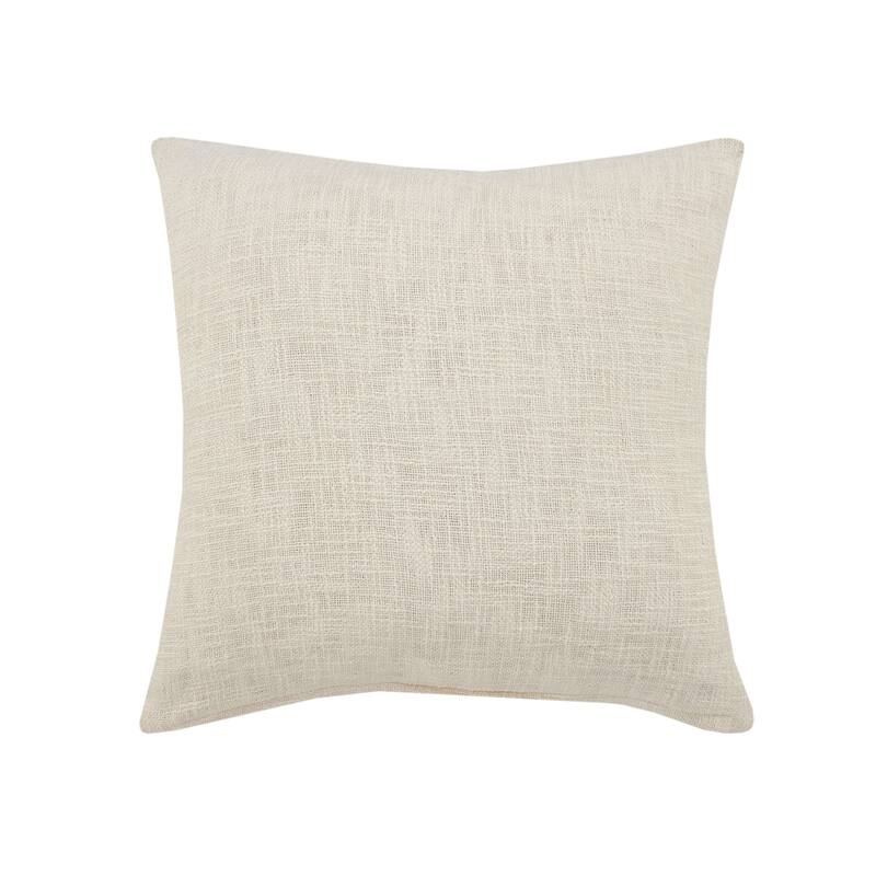 20" Blue and Off White Embroidered Damask Medallion Square Throw Pillow