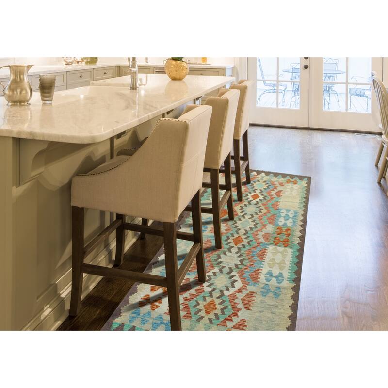 Sun Faded Flatweave Wadswort Red/Brown Runner - 2'7" x 6'5"