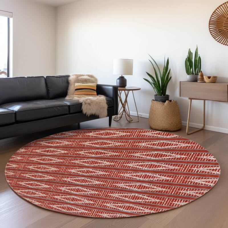Premium Washable Super Soft Geo Diamonds Mayfield Rug - Red - 8' x 8'