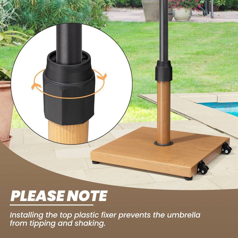 Outdoor Market Umbrella Base Holder Square Concrete / Cement Metal w/Wheels