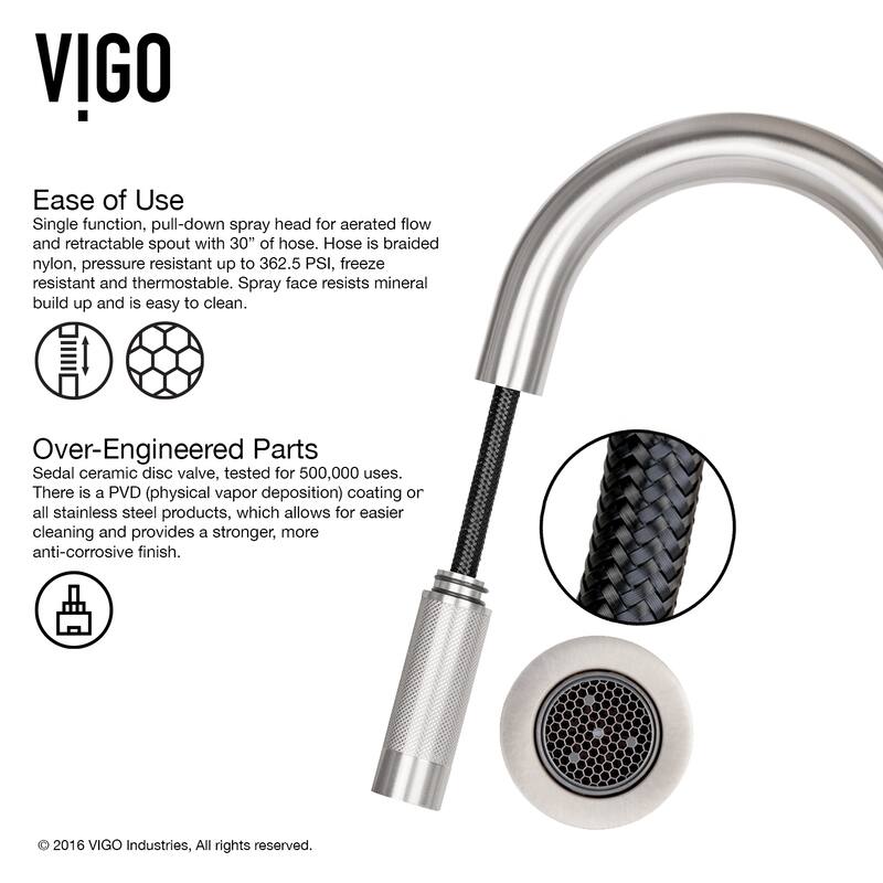 VIGO Gramercy 17" H Single Handle Pull-Down Spout Kitchen Faucet