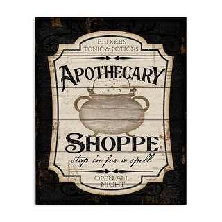 Stupell Apothecary Shoppe Spooky Halloween Sign Witch Potion Cauldron Canvas Wall Art - Black - Bed Bath & Beyond - 34847899