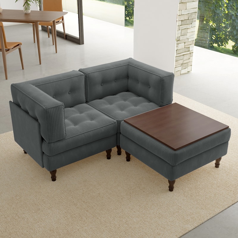 Oversized Sofa Corduroy Tufted Modular Sectional Set