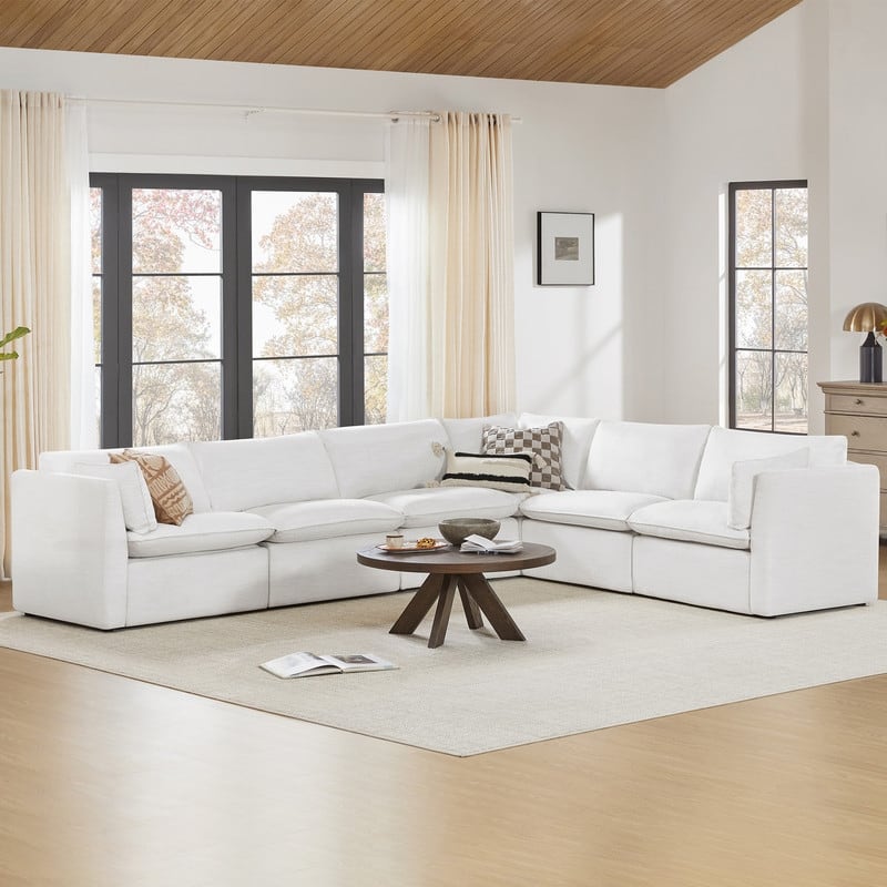 Cypress 114" W L-Shape Electric Footrest Power Sectional Sofa