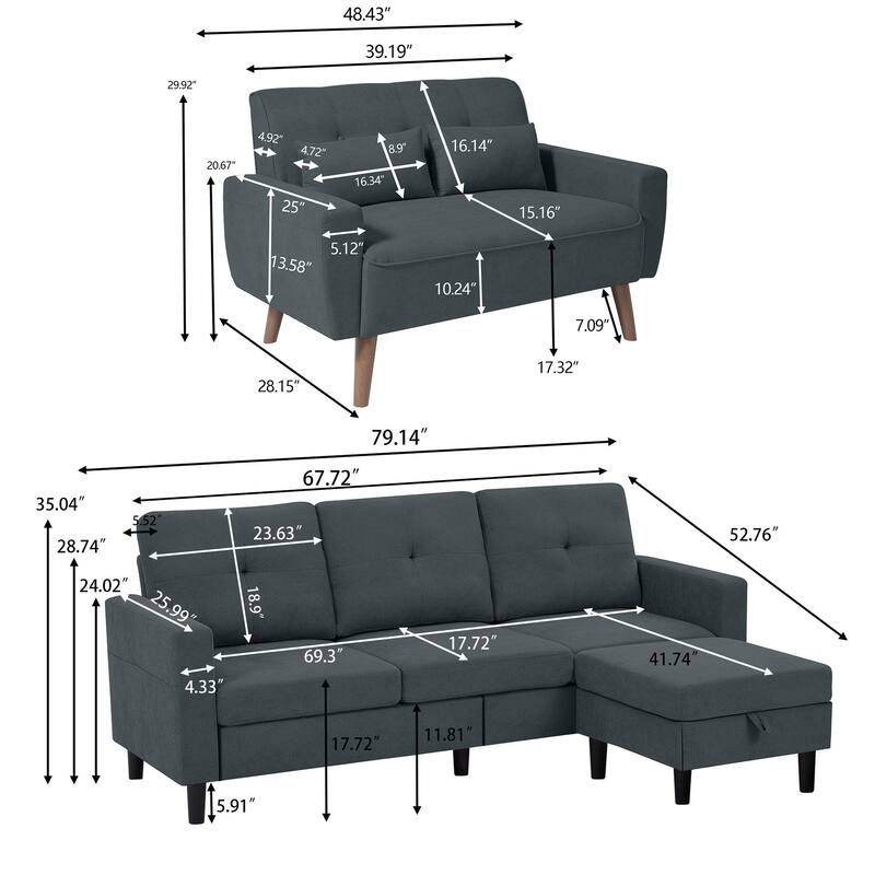 3 Pieces Living Room Sets