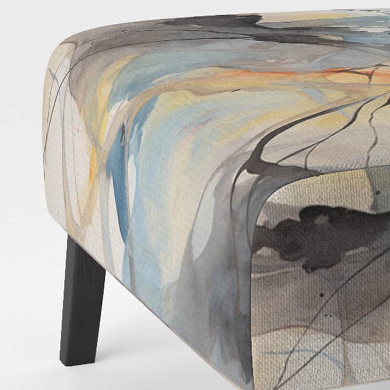 Designart "Marble Serenity Colorful Gray Watercolor Waves I" Upholstered Abstract Shapes Accent Chair and Modern Arm Chair