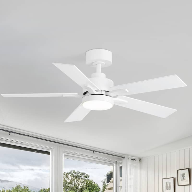 Breezary 52/42-IN LED Ceiling Fan with Light Kit and Remote-5 Blade - 42" - White