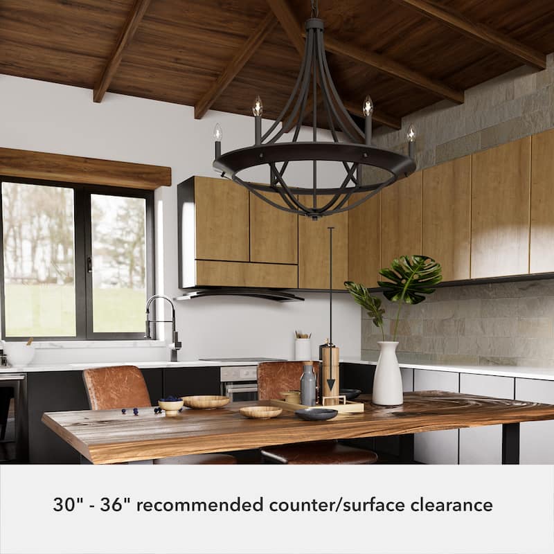 Hunter Perch Point Chandelier, Wheel, Candle, Dining Room, Entry, Modern Rustic, Industrial
