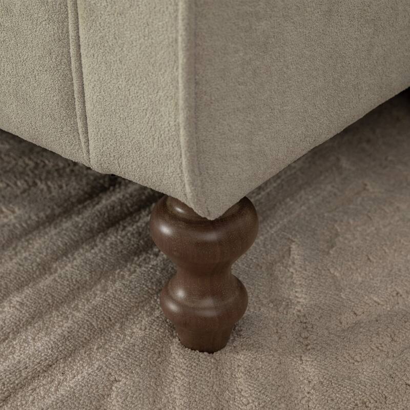 65.6"W Upholstered Storage Bench With Rolled Armrest, Rubberwood Legs