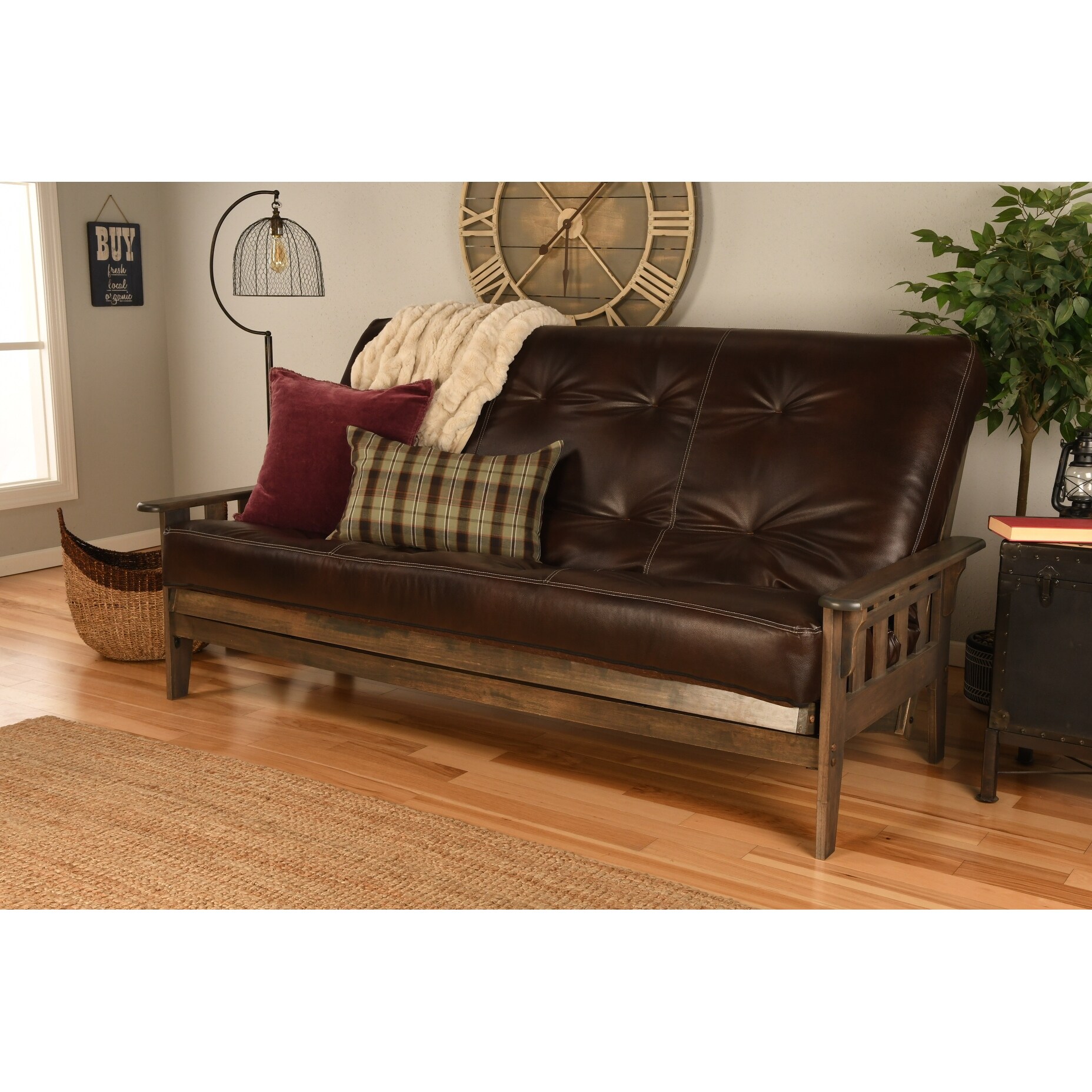 Somette Tucson Queen size Futon Set in Rustic Walnut Finish with