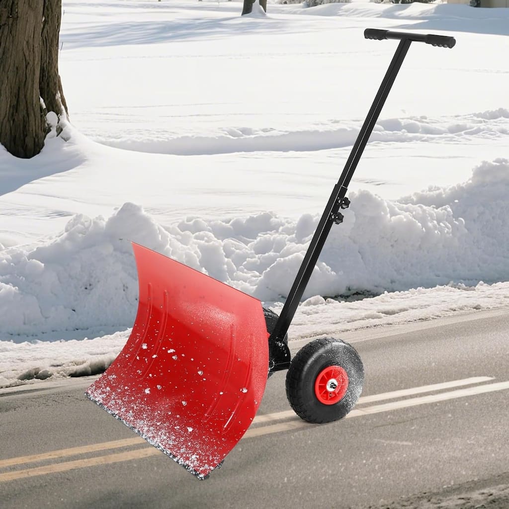 29.1W x 14H Snow Shovel with Wheels - 29.1W x 14H