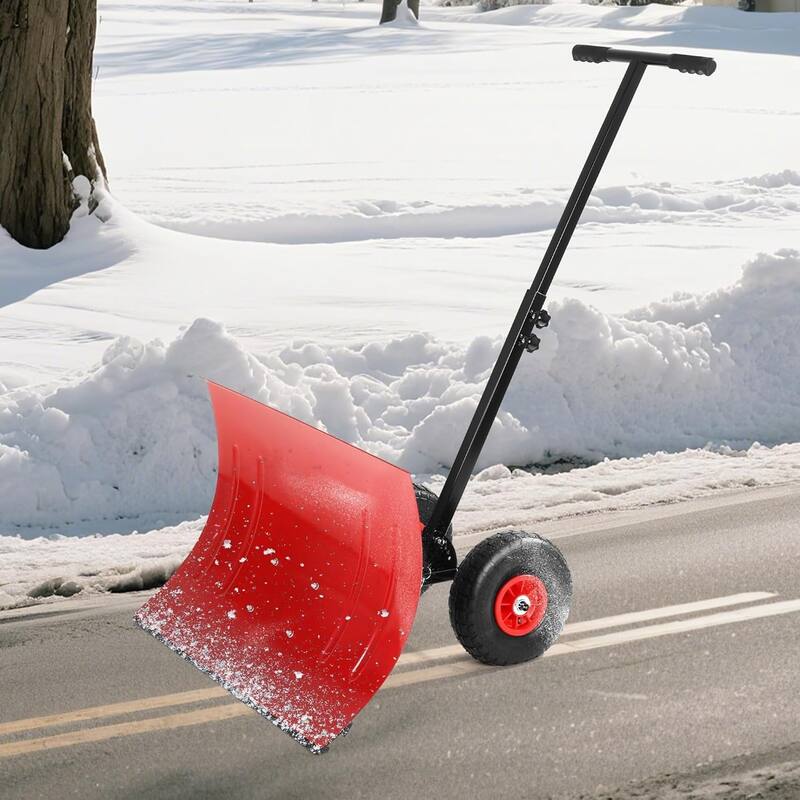 29.1W x 14H Snow Shovel with Wheels - 29.1W x 14H - Red