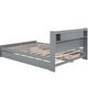 preview thumbnail 11 of 11, Queen Size Wood Storage Platform Kids Bed Frame with LED Headboard, Twin Size Trundle, and 2-Drawers, Easy to Assemble, Grey