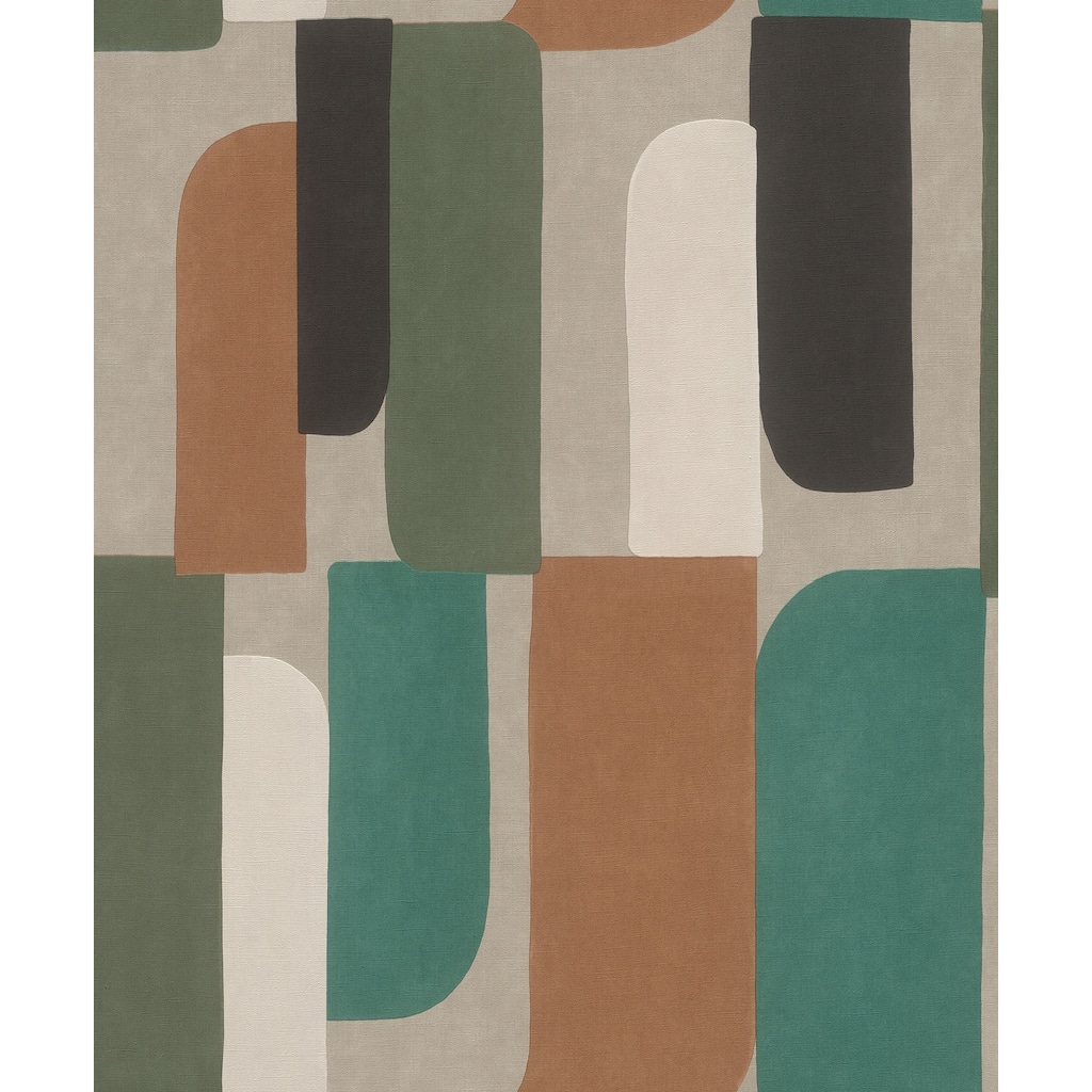 Rasch Derain Green Geometric Wallpaper